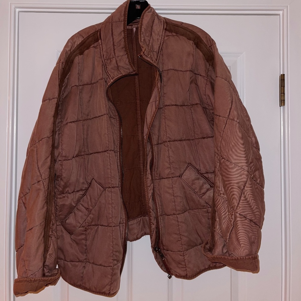 Free People Quilted Bomber Jacket Mauve
